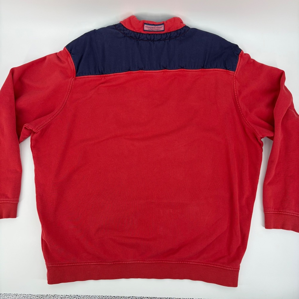 Vineyard Vines Mens Quarter Zip Pullover Red Navy Blue 1K0409 Sweatshirt - Picture 6 of 12